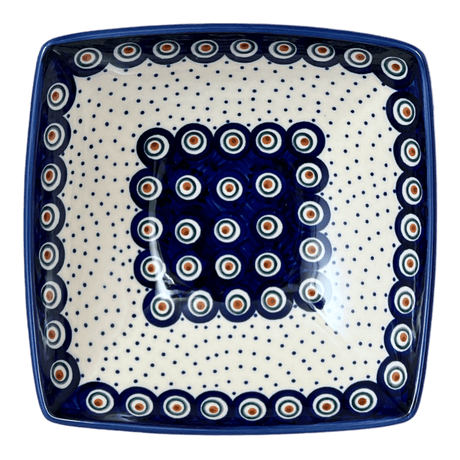 Bowl, Square, Nut, Medium, 7.75" in "Peacock Dot" by Manufaktura | M113U-54K