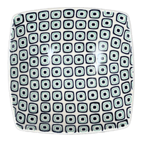A picture of a Polish Pottery Medium Nut Dish (Green Retro) | M113U-604A as shown at PolishPotteryOutlet.com/products/medium-nut-dish-green-retro-m113u-604a