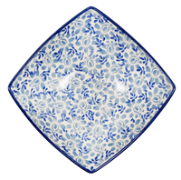 A picture of a Polish Pottery Medium Nut Dish (English Blue) | M113U-AS53 as shown at PolishPotteryOutlet.com/products/medium-nut-dish-english-blue