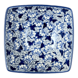 Bowl, Square, Nut, Medium, 7.75" in "Dusty Blue Butterflies" by Manufaktura | M113U-AS56