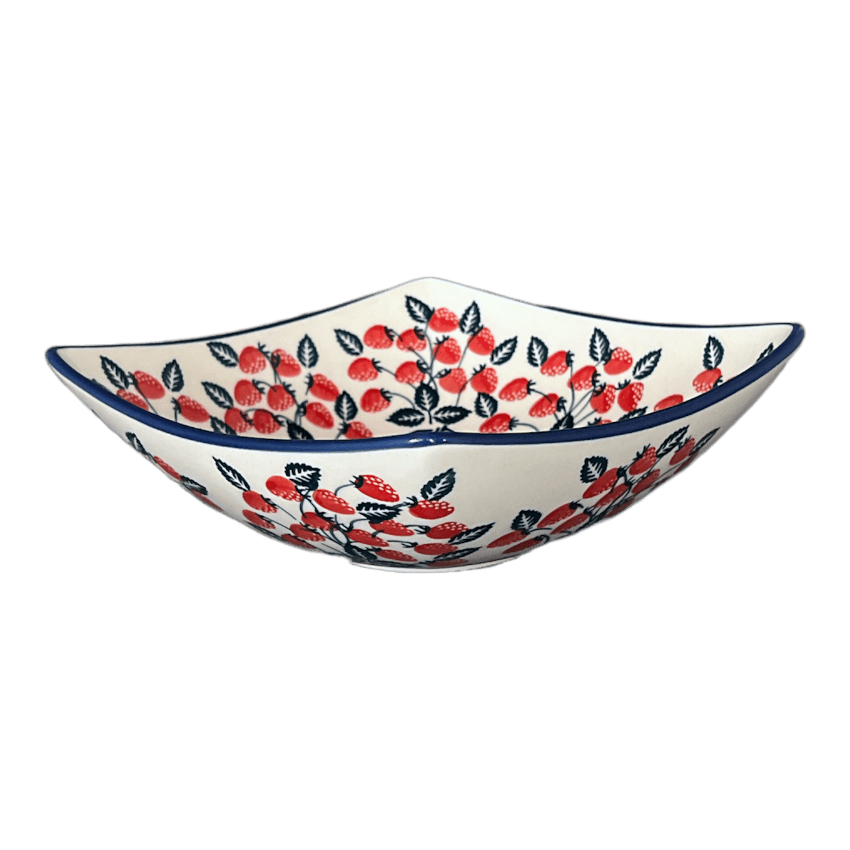 Bowl, Square, Nut, Medium, 7.75" in "Fresh Strawberries" by Manufaktura | M113U-AS70