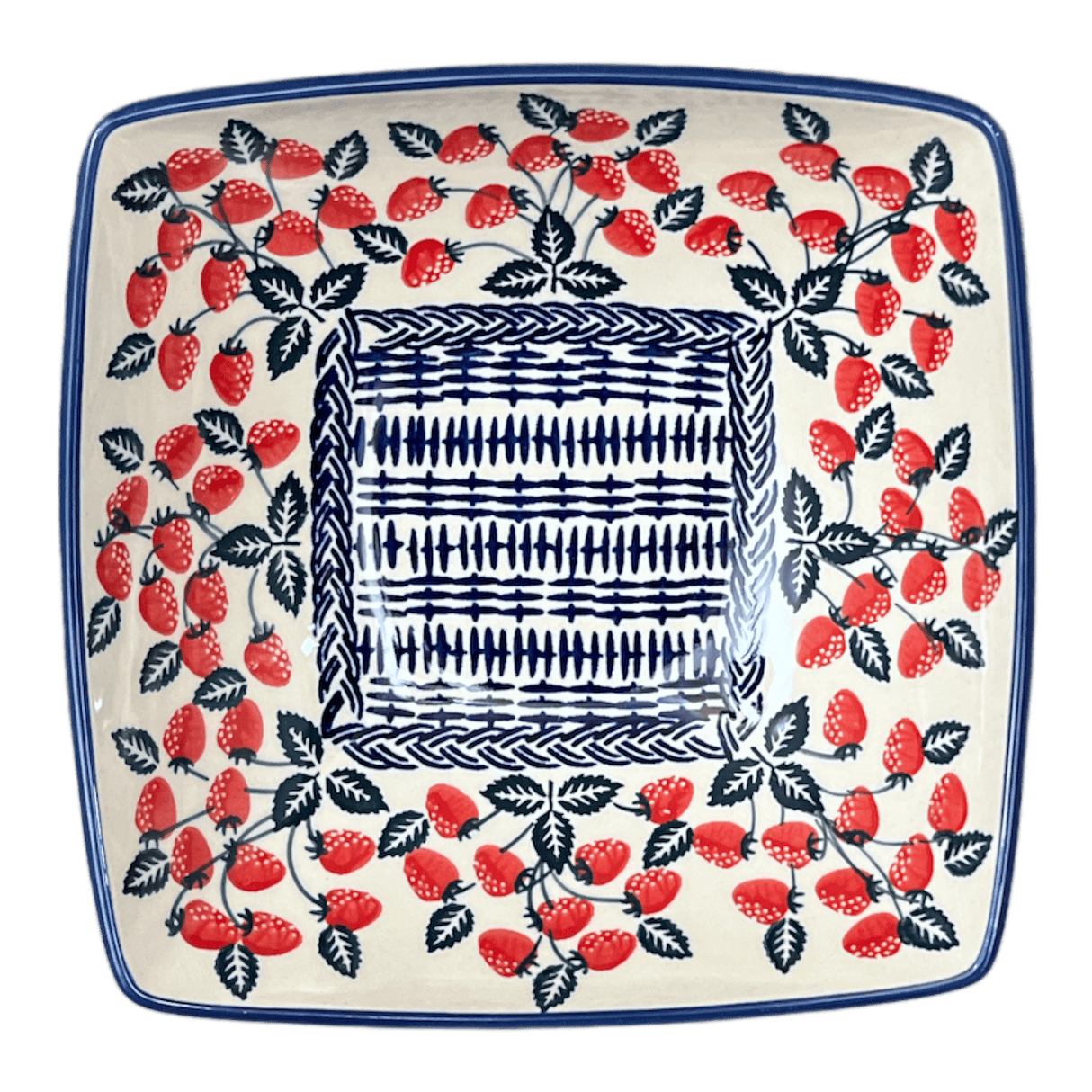 Bowl, Square, Nut, Medium, 7.75" in "Fresh Strawberries" by Manufaktura | M113U-AS70