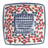 Bowl, Square, Nut, Medium, 7.75" in "Fresh Strawberries" by Manufaktura | M113U-AS70