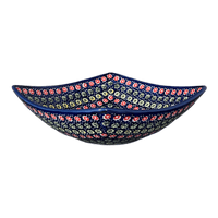 A picture of a Polish Pottery Medium Nut Dish (Rings of Flowers) | M113U-DH17 as shown at PolishPotteryOutlet.com/products/medium-nut-dish-rings-of-flowers-m113u-dh17