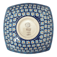 A picture of a Polish Pottery Medium Nut Dish (Blue Diamond) | M113U-DHR as shown at PolishPotteryOutlet.com/products/medium-nut-dish-blue-diamond-m113u-dhr