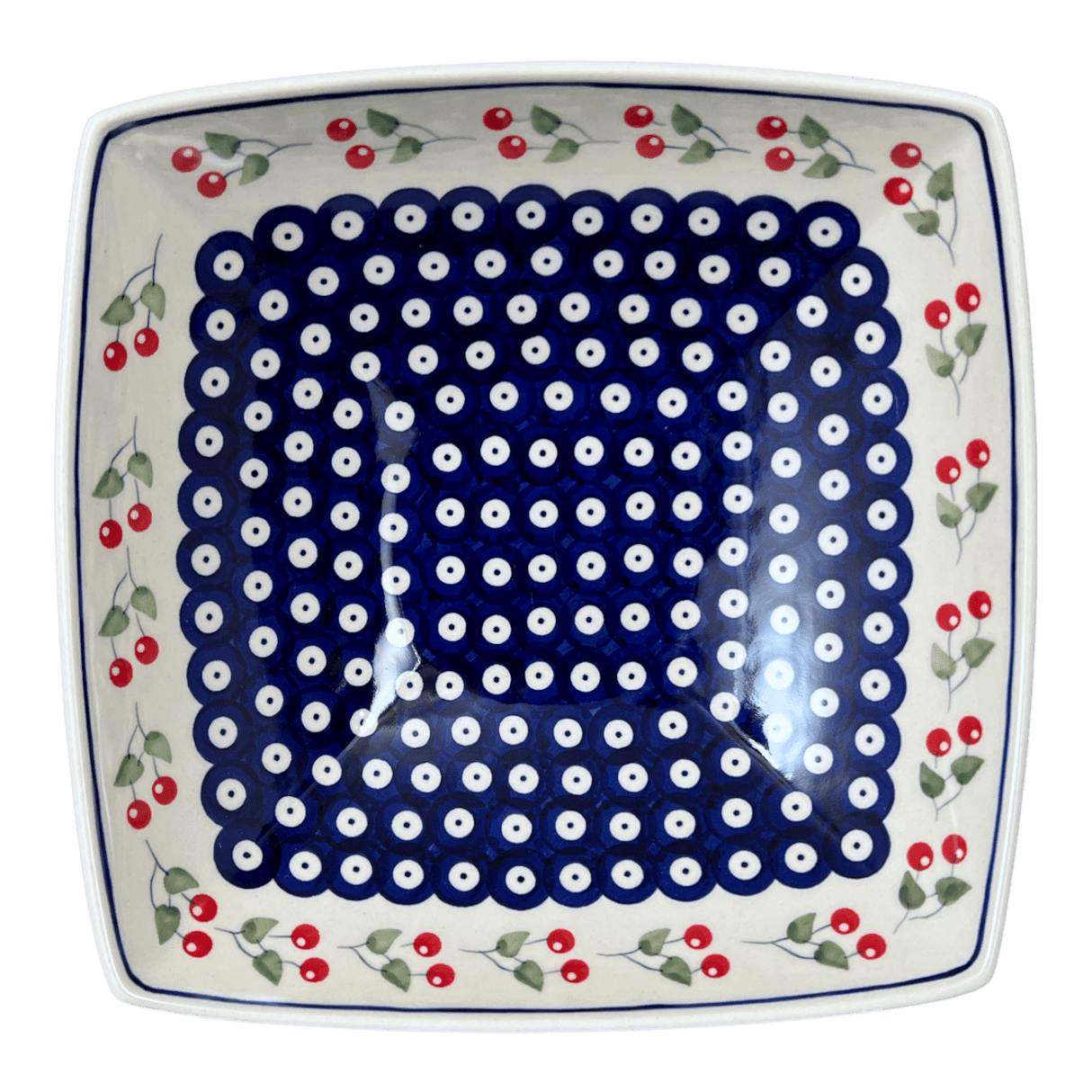 Bowl, Square, Nut, Large, 10.5" in "Cherry Dot" by Manufaktura | M121T-70WI