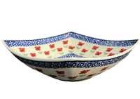 A picture of a Polish Pottery Large Nut Dish (Poppy Garden) | M121T-EJ01 as shown at PolishPotteryOutlet.com/products/large-nut-dish-poppy-garden-m121t-ej01