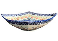 A picture of a Polish Pottery Large Nut Dish (Flower Power) | M121T-JS14 as shown at PolishPotteryOutlet.com/products/large-nut-dish-flower-power-m121t-js14