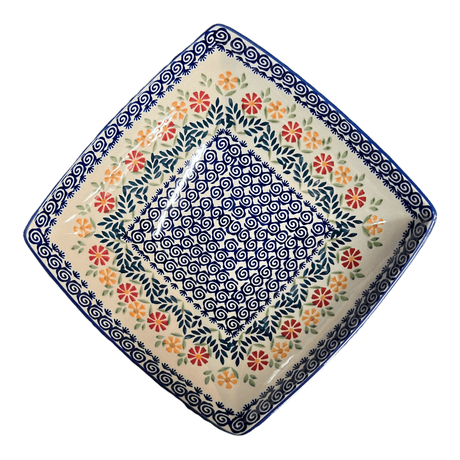 Bowl, Square, Nut, Large, 10.5" in "Flower Power" by Manufaktura | M121T-JS14