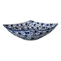 A picture of a Polish Pottery Large Nut Dish (Dusty Blue Butterflies) | M121U-AS56 as shown at PolishPotteryOutlet.com/products/large-nut-dish-dusty-blue-butterflies-m121u-as56