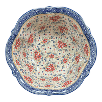 A picture of a Polish Pottery The Retro Bowl (Ruby Bouquet) | M124S-DPCS as shown at PolishPotteryOutlet.com/products/the-retro-bowl-ruby-bouquet-m124s-dpcs