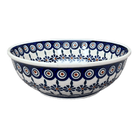 A picture of a Polish Pottery 8.5" Bowl (Floral Peacock) | M135T-54KK as shown at PolishPotteryOutlet.com/products/8-5-bowl-floral-peacock-m135t-54kk