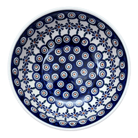 A picture of a Polish Pottery 8.5" Bowl (Floral Peacock) | M135T-54KK as shown at PolishPotteryOutlet.com/products/8-5-bowl-floral-peacock-m135t-54kk