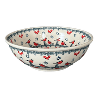 A picture of a Polish Pottery 8.5" Bowl (Red Bird) | M135T-GILE as shown at PolishPotteryOutlet.com/products/8-5-bowl-red-bird-m135t-gile