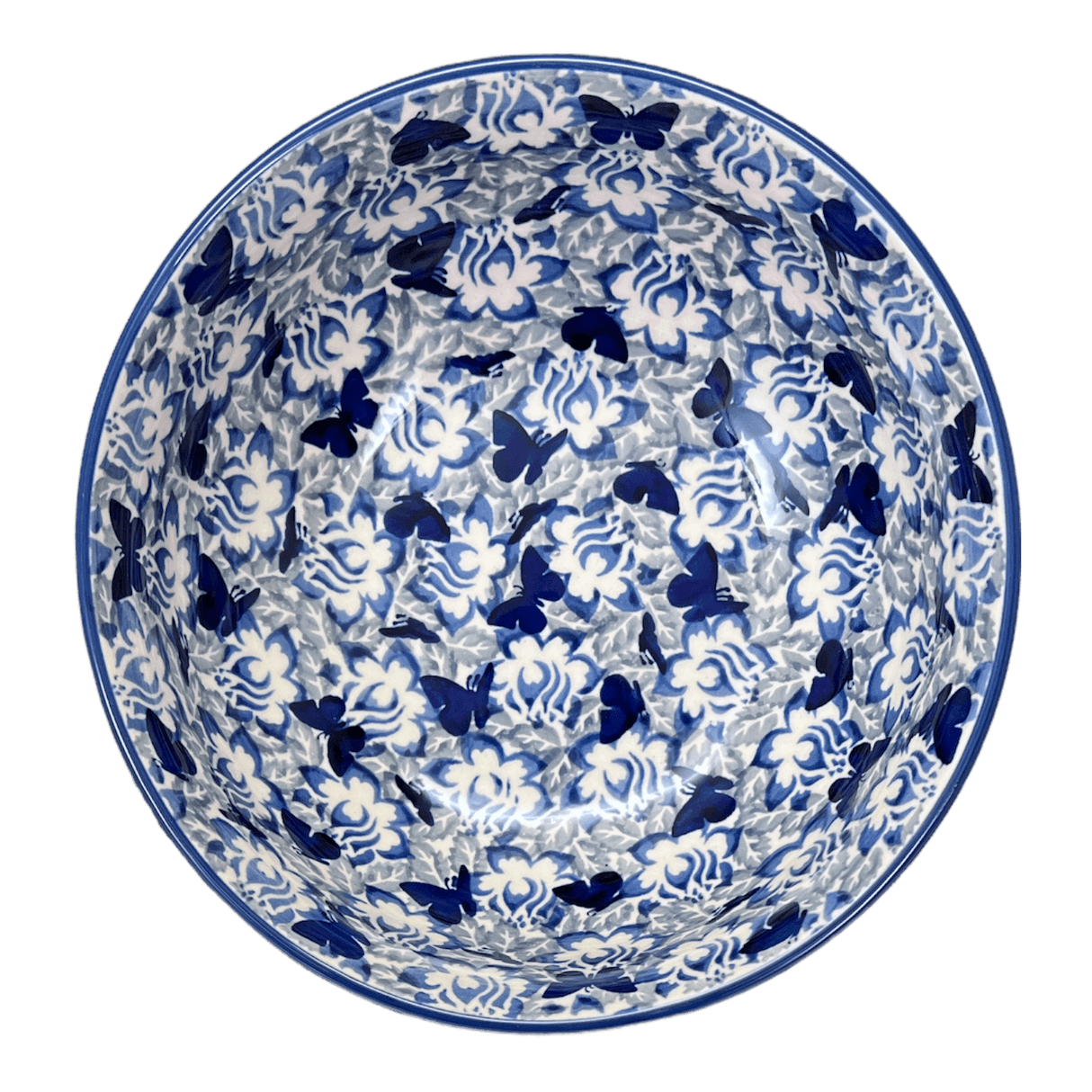 Bowl, Round, 8.5" in "Dusty Blue Butterflies" by Manufaktura | M135U-AS56