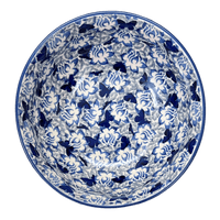 A picture of a Polish Pottery 8.5" Bowl (Dusty Blue Butterflies) | M135U-AS56 as shown at PolishPotteryOutlet.com/products/8-5-bowl-dusty-blue-butterflies-m135u-as56