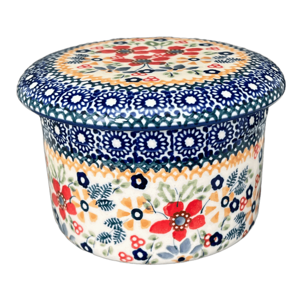 Butter Crock, 4.5" in "Ruby Bouquet" by Manufaktura | M136S-DPCS