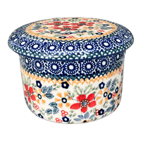 Butter Crock (Blue Floral Vines)  Y1512-D1210A - The Polish Pottery Outlet