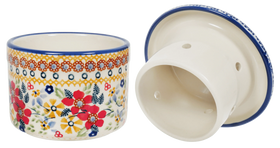 Polish Pottery Butter Crock (Ruby Duet) | M136S-DPLC Additional Image at PolishPotteryOutlet.com
