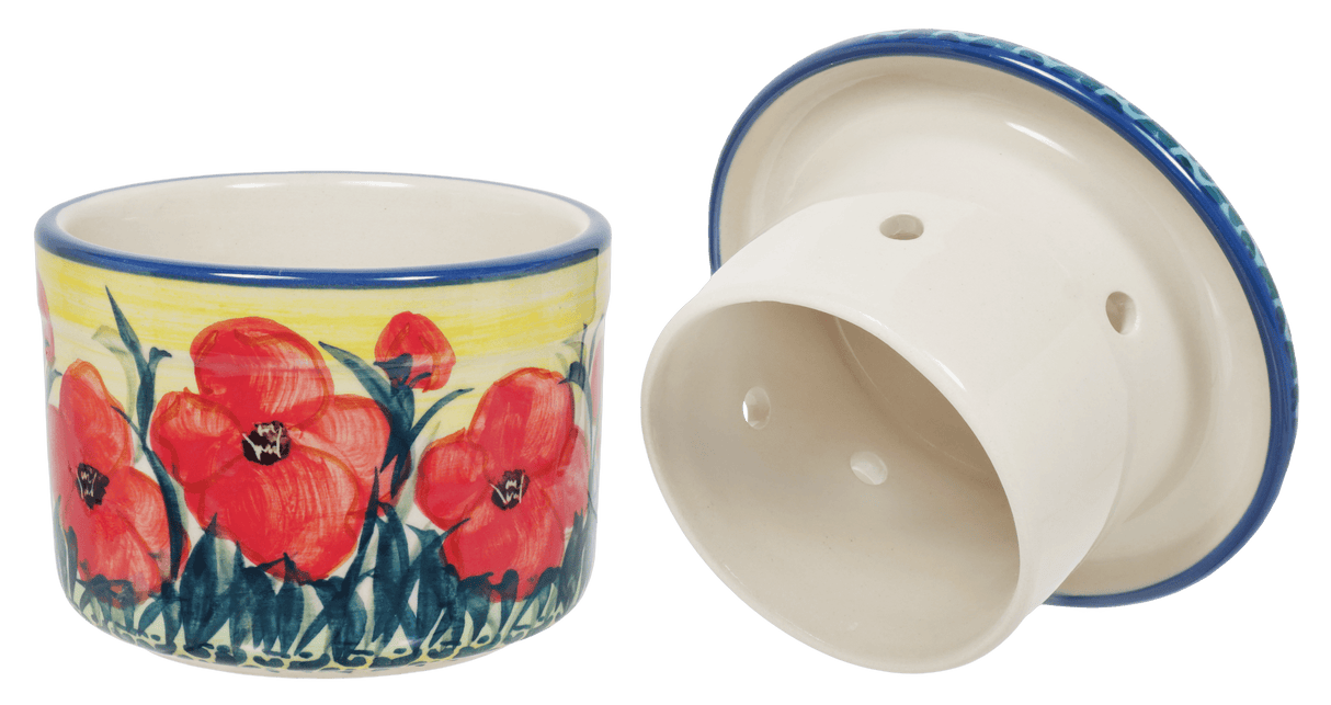 Butter Crock, 4.5" in "Poppies in Bloom" by Manufaktura | M136S-JZ34