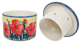 Polish Pottery Butter Crock (Poppies in Bloom) | M136S-JZ34 Additional Image at PolishPotteryOutlet.com