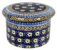 A picture of a Polish Pottery Butter Crock (Floral Formation) | M136S-WKK as shown at PolishPotteryOutlet.com/products/butter-crock-floral-formation