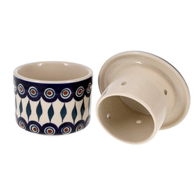 Polish Pottery Butter Crock (Peacock) | M136T-54 Additional Image at PolishPotteryOutlet.com