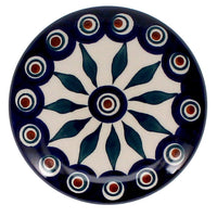 A picture of a Polish Pottery Butter Crock (Peacock) | M136T-54 as shown at PolishPotteryOutlet.com/products/butter-crock-peacock-m136t-54