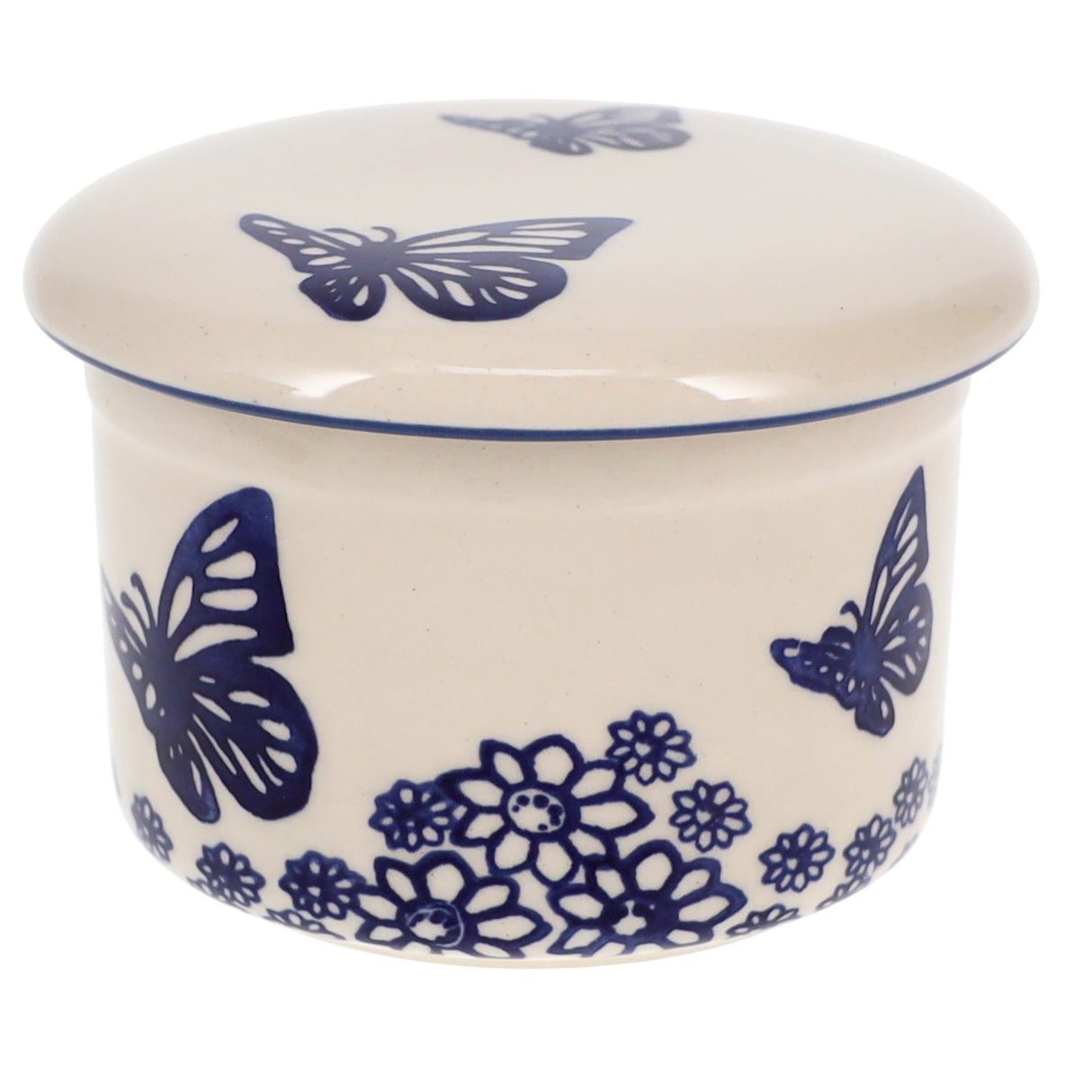 Butter Crock, 4.5" in "Butterfly Garden" by Manufaktura | M136T-MOT1