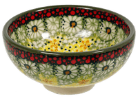 A picture of a Polish Pottery Dipping Bowl (Sunshine Grotto) | M153S-WK52 as shown at PolishPotteryOutlet.com/products/dipping-bowl-sunshine-grotto