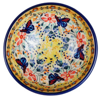 A picture of a Polish Pottery Dipping Bowl (Butterfly Bliss) | M153S-WK73 as shown at PolishPotteryOutlet.com/products/dipping-bowl-butterfly-bliss