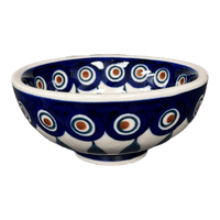 A picture of a Polish Pottery Dipping Bowl (Peacock) | M153T-54 as shown at PolishPotteryOutlet.com/products/dipping-bowl-peacock-m153t-54