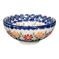 A picture of a Polish Pottery Dipping Bowl (Flower Power) | M153T-JS14 as shown at PolishPotteryOutlet.com/products/dipping-bowl-flower-power-m153t-js14