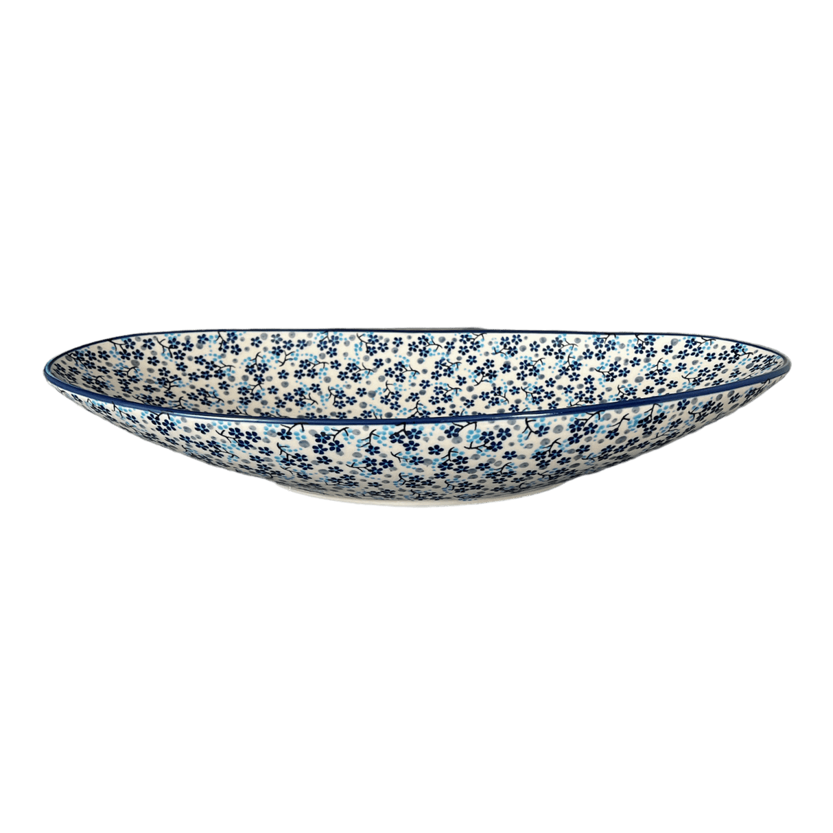 Bowl, Oblong, Serving, Large, 15.75" x 8.25" in "Scattered Blues" by Manufaktura | M168S-AS45