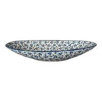 A picture of a Polish Pottery Large Oblong Serving Bowl (Scattered Blues) | M168S-AS45 as shown at PolishPotteryOutlet.com/products/large-oblong-serving-bowl-scattered-blues-m168s-as45