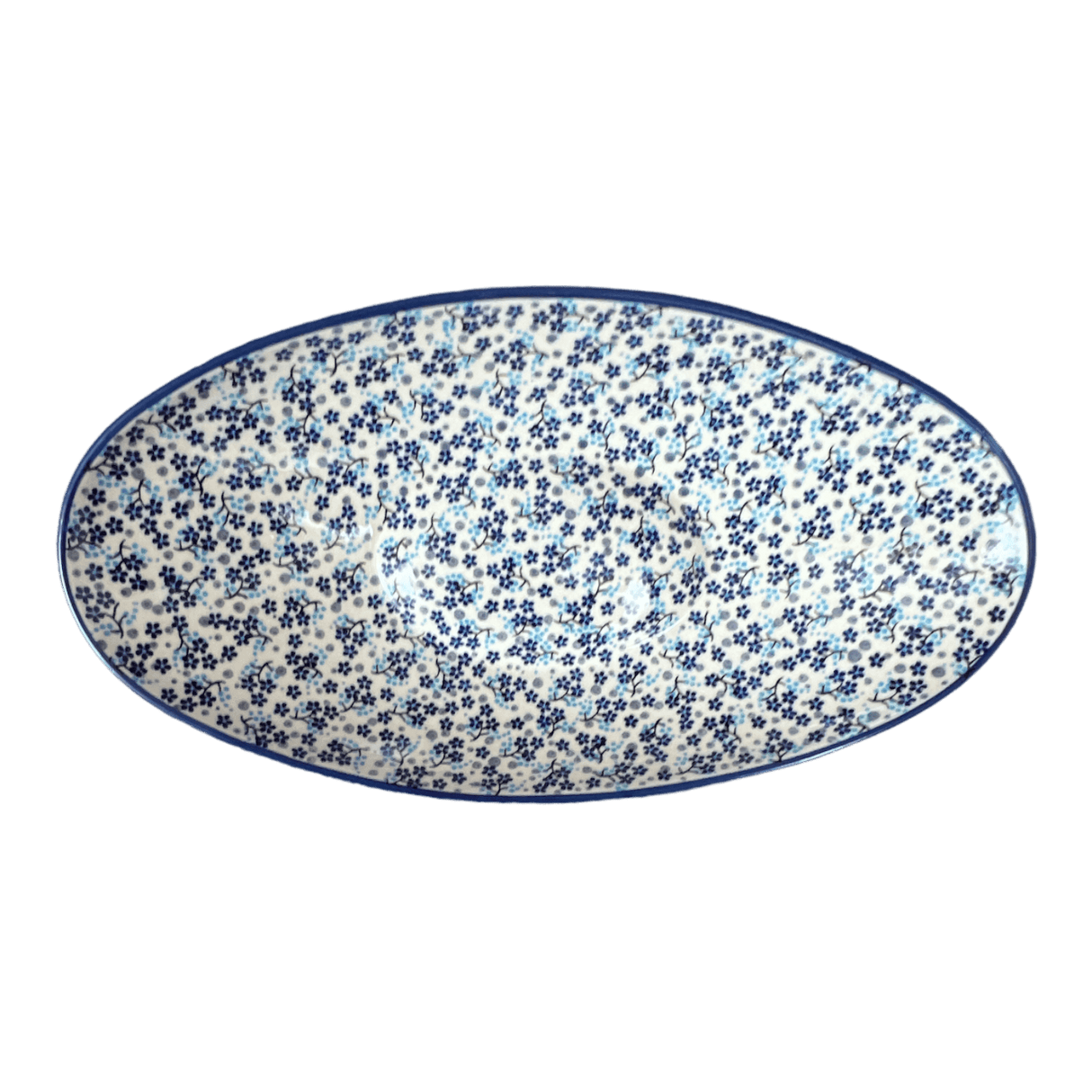 Bowl, Oblong, Serving, Large, 15.75" x 8.25" in "Scattered Blues" by Manufaktura | M168S-AS45