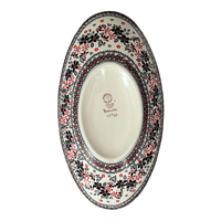 A picture of a Polish Pottery Large Oblong Serving Bowl (Duet in Black & Red) | M168S-DPCC as shown at PolishPotteryOutlet.com/products/large-oblong-serving-bowl-duet-in-black-red-m168s-dpcc