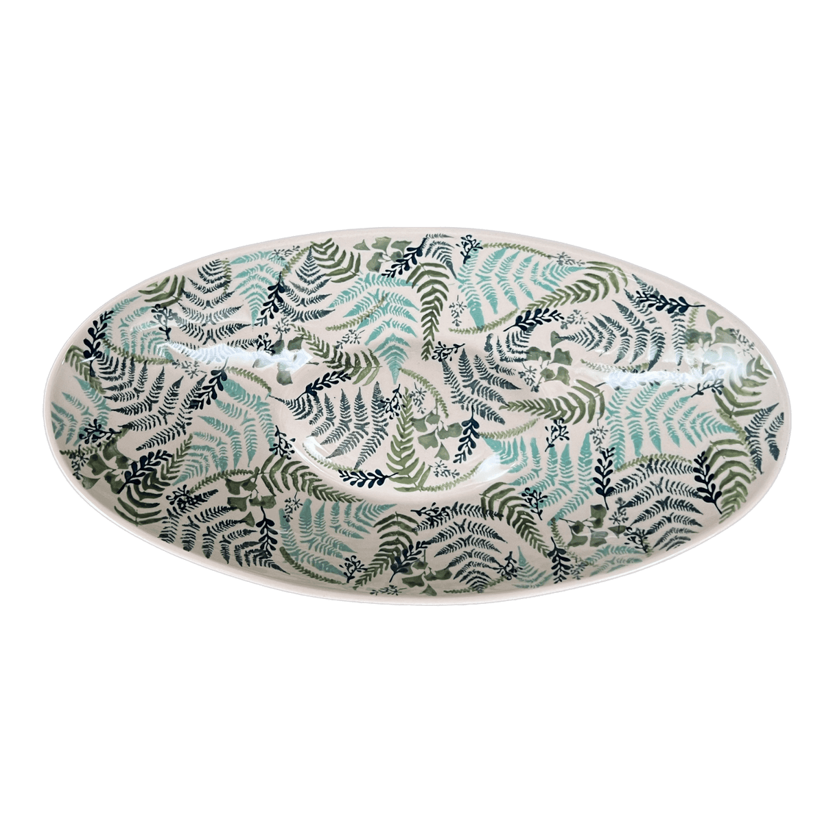 Bowl, Oblong, Serving, Large, 15.75" x 8.25" in "Scattered Ferns" by Manufaktura | M168S-GZ39