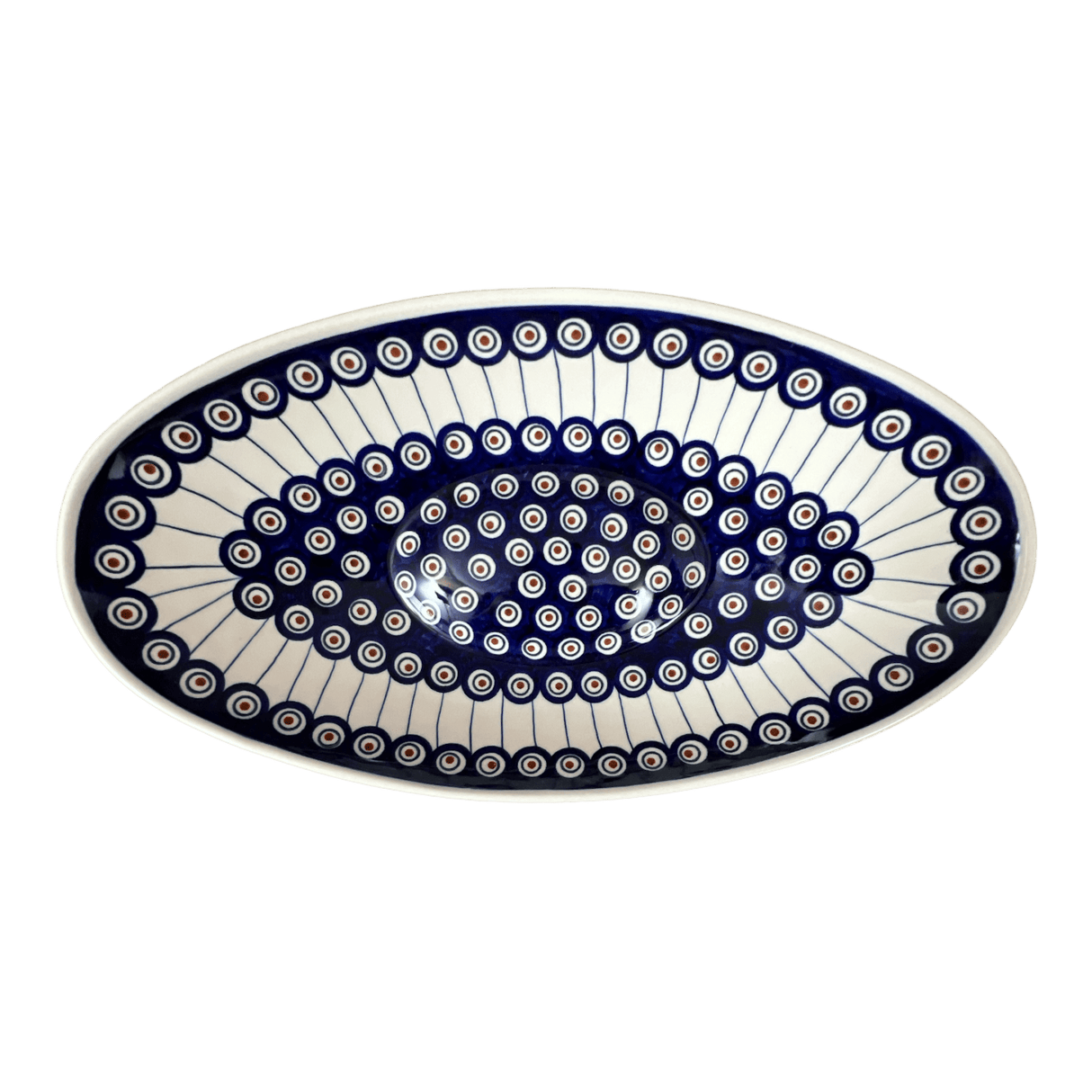 Bowl, Oblong, Serving, Large, 15.75" x 8.25" in "Peacock in Line" by Manufaktura | M168T-54A