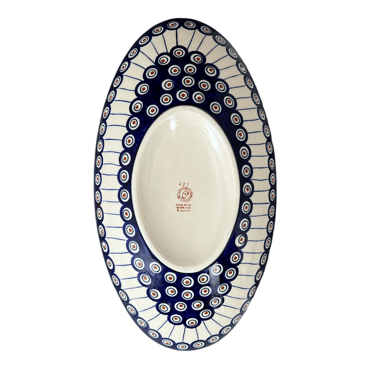 Bowl, Oblong, Serving, Large, 15.75" x 8.25" in "Peacock in Line" by Manufaktura | M168T-54A