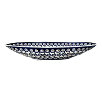A picture of a Polish Pottery Large Oblong Serving Bowl (Floral Peacock) | M168T-54KK as shown at PolishPotteryOutlet.com/products/large-oblong-serving-bowl-floral-peacock-m168t-54kk