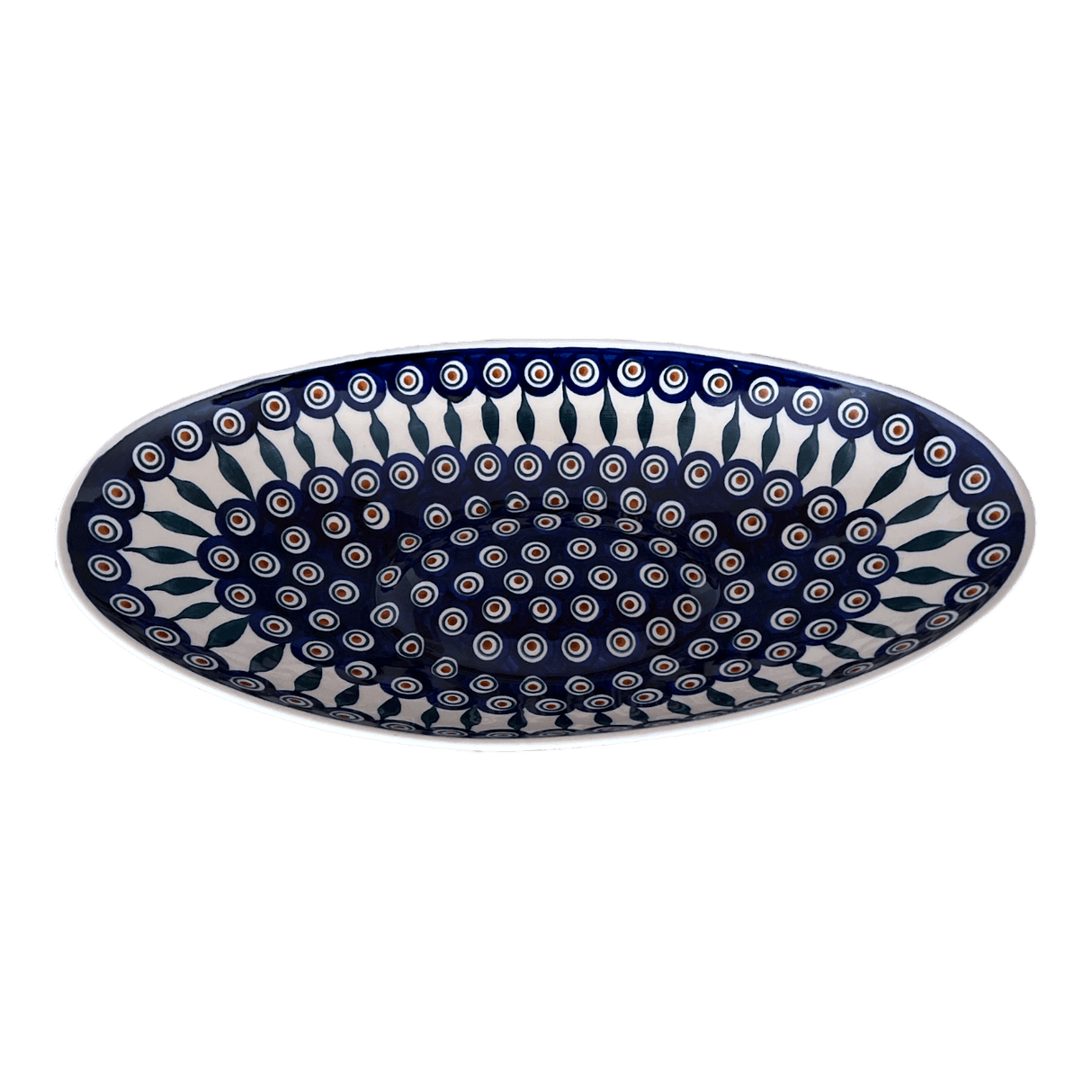 Bowl, Oblong, Serving, Large, 15.75" x 8.25" in "Peacock" by Manufaktura | M168T-54