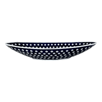 A picture of a Polish Pottery Large Oblong Serving Bowl (Dot to Dot) | M168T-70A as shown at PolishPotteryOutlet.com/products/large-oblong-serving-bowl-dot-to-dot-m168t-70a