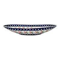 A picture of a Polish Pottery Large Oblong Serving Bowl (Cherry Dot) | M168T-70WI as shown at PolishPotteryOutlet.com/products/large-oblong-serving-bowl-cherry-dot-m168t-70wi
