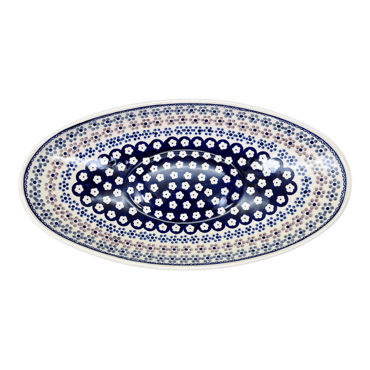 Bowl, Oblong, Serving, Large, 15.75" x 8.25" in "Floral Chain" by Manufaktura | M168T-EO37