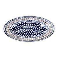 A picture of a Polish Pottery Large Oblong Serving Bowl (Floral Chain) | M168T-EO37 as shown at PolishPotteryOutlet.com/products/large-oblong-serving-bowl-floral-chain-m168t-eo37