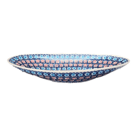 A picture of a Polish Pottery Large Oblong Serving Bowl (Daisy Circle) | M168T-MS01 as shown at PolishPotteryOutlet.com/products/large-oblong-serving-bowl-ms01-m168t-ms01