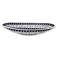 A picture of a Polish Pottery Large Oblong Serving Bowl (Periwinkle Chain) | M168T-P213 as shown at PolishPotteryOutlet.com/products/large-oblong-serving-bowl-periwinkle-chain-m168t-p213