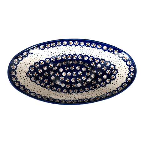 Bowl, Oblong, Serving, Large, 15.75" x 8.25" in "Peacock Dot" by Manufaktura | M168U-54K