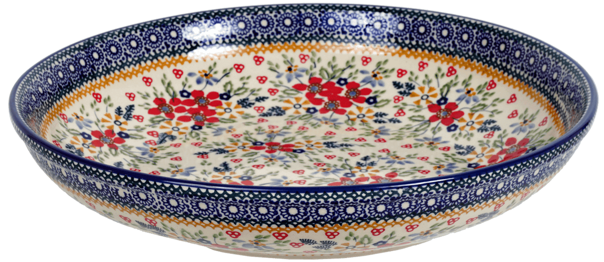 Bowl, Round, Shallow, Salad, 11.75" in "Ruby Bouquet" by Manufaktura | M173S-DPCS